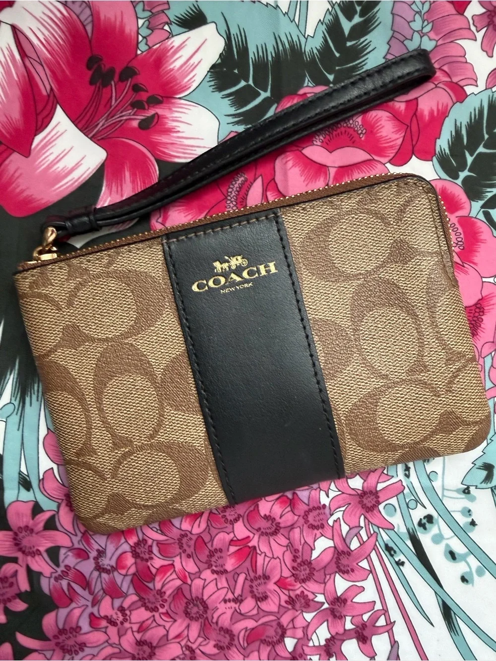 Coach Brown Signature Canvas Wristlet